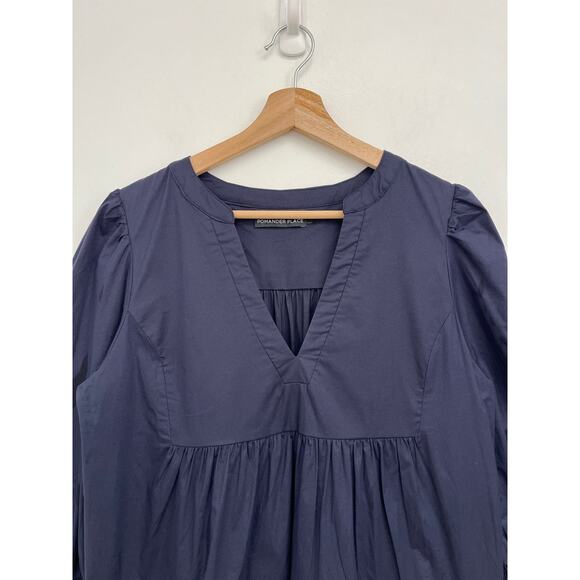 Tuckernuck Pomander Place Navy Cotton Poplin Kenzo Tiered Shift Dress - Large - Picture 7 of 12